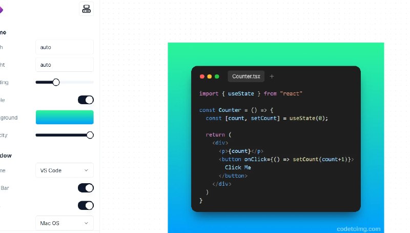 📢 CodeToImg - 将代码片段转换为漂亮的图片🏷️ #趣站 #在线工具效率👉🏻 