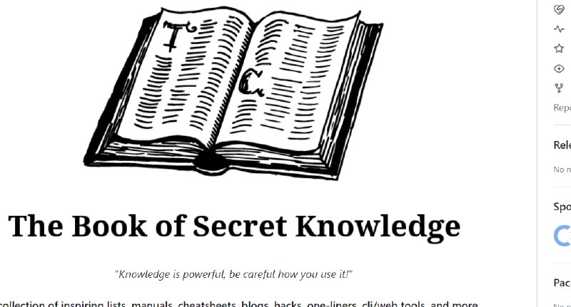 📢 the-book-of-secret-knowledge – 一个综合性技术知识集合🏷️ #Github👉🏻 