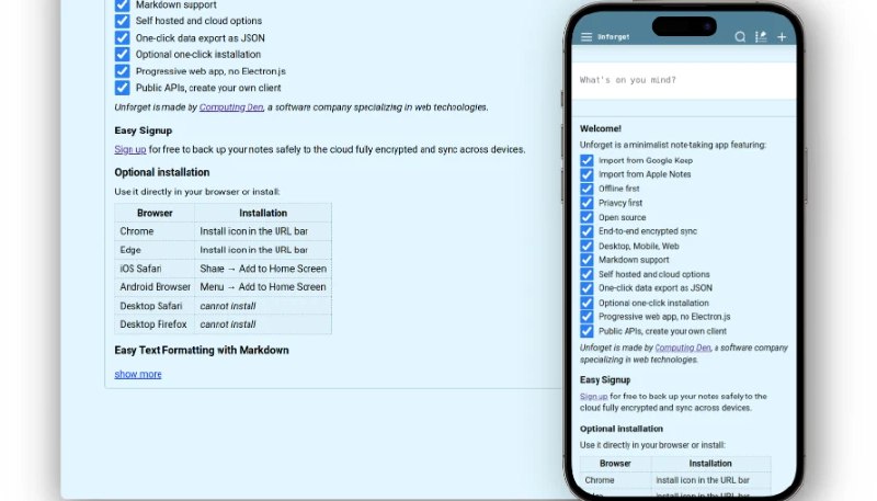 📢 Unforget项目 - 极简的端到端加密笔记应用程序🏷️ #趣站 #笔记工具👉🏻 