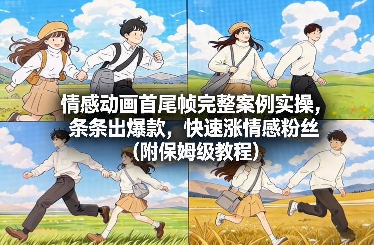 📢 情感动画首尾帧完整案例实操，条条出爆款，快速涨情感粉丝(附保姆级教程)🏷️ #教程👉🏻 