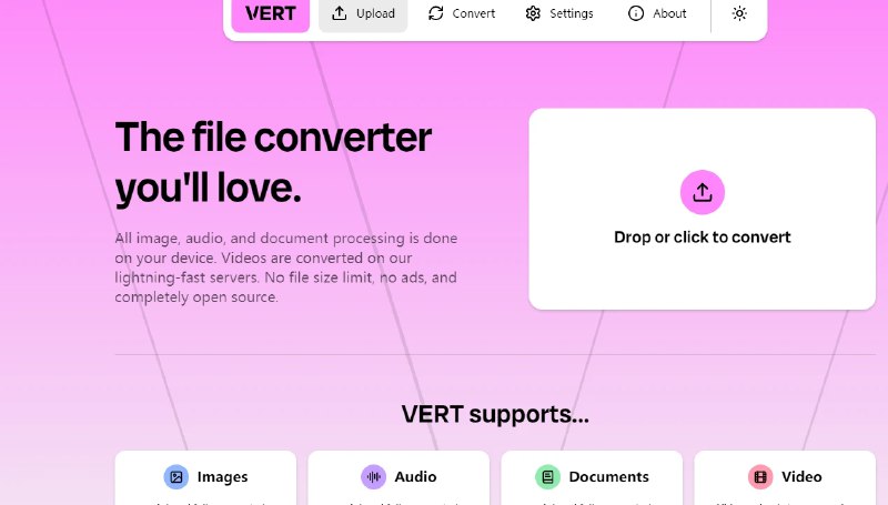📢 VERT - 一款基于WebAssembly构建的 全能文件转换器🏷️ #趣站 #文件格式转换工具👉🏻 