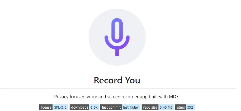 📢 RecordYou - 安卓开源录音和录屏工具🏷️ #Android | Github | 软件 #录屏工具 #录音工具👉🏻 